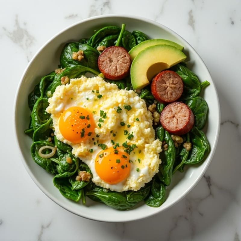 Egg White and Turkey Sausage Scramble with Spinach