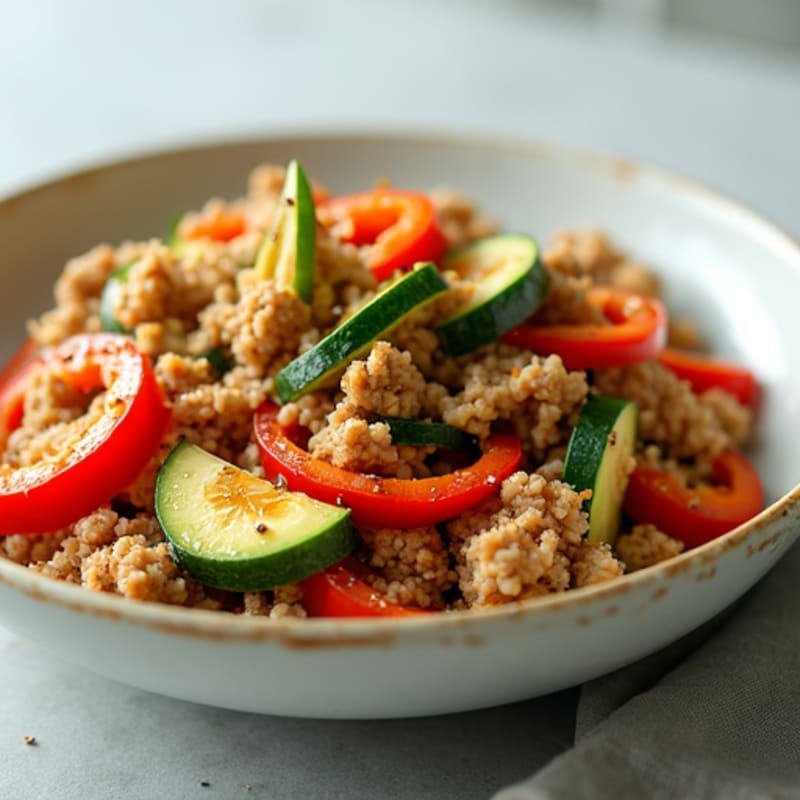 Lean Ground Turkey Stir Fry with Bell Peppers and Zucchini