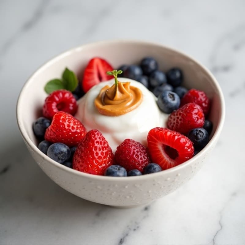 Greek Yogurt Protein Bowl with Mixed Berries and Almond Butter
