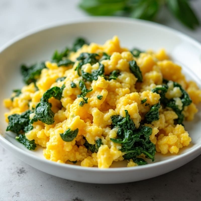 Fluffy Herb-Scrambled Eggs with Spinach