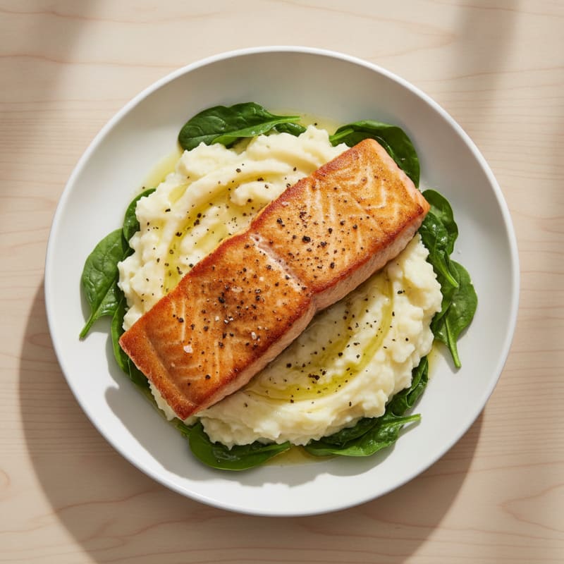 Pan-Seared Salmon with Garlic Mashed Potatoes