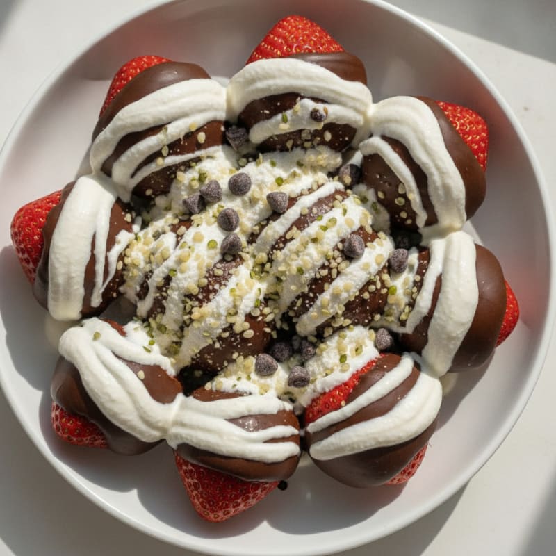 Chocolate-Dipped Strawberries with Yogurt Drizzle