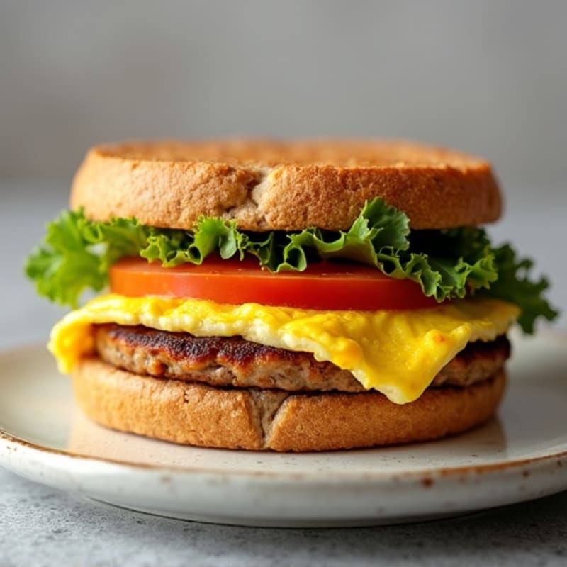 Savory Egg and Turkey Sausage Whole Wheat Sandwich