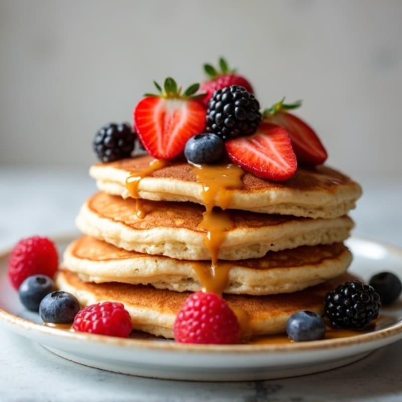 Fluffy Protein Pancakes with Fresh Berries