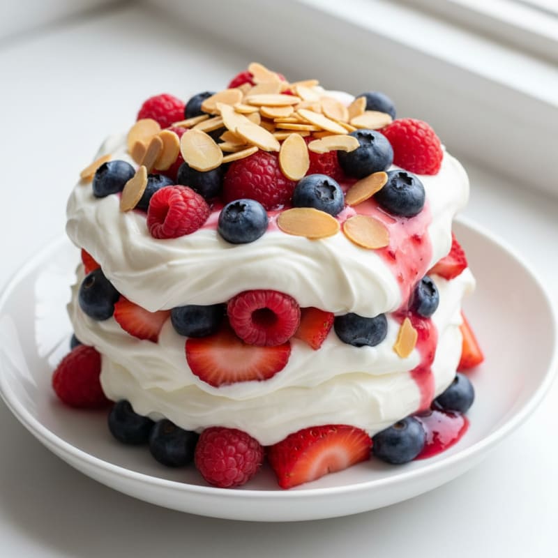 Greek Yogurt Protein Parfait with Mixed Berries and Almonds