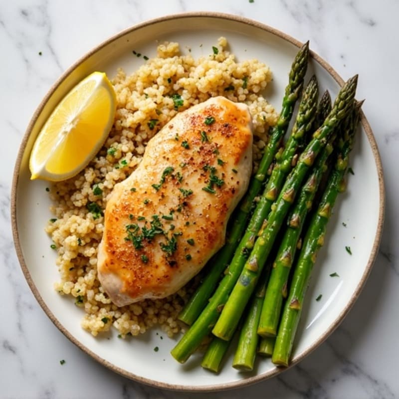 Sheet Pan Lemon Herb Chicken with Roasted Asparagus and Quinoa