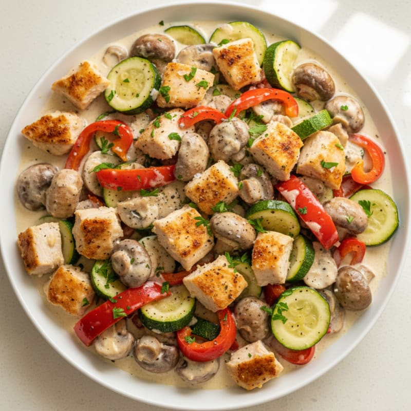 Creamy Roasted Mushroom and Vegetable Medley