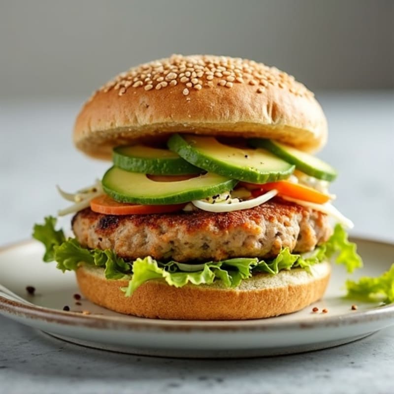 Grilled Turkey Burger with Crunchy Slaw
