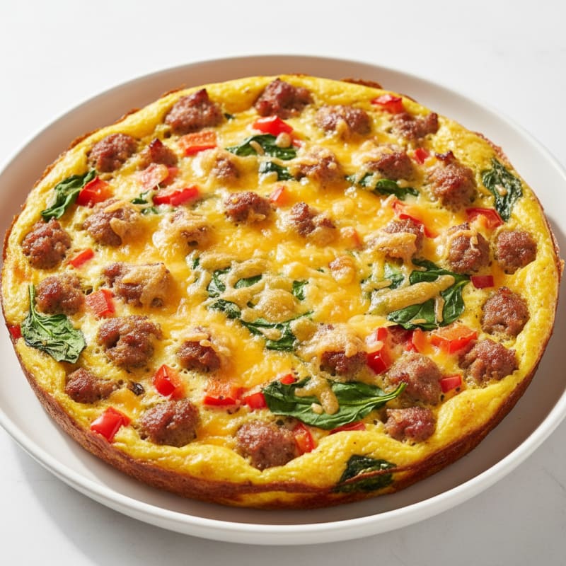 Turkey Sausage and Cheddar Egg Bake