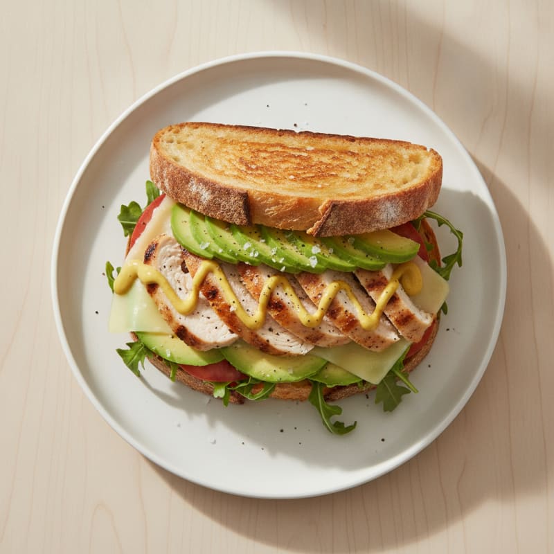 Chicken Avocado Sourdough Sandwich with Provolone