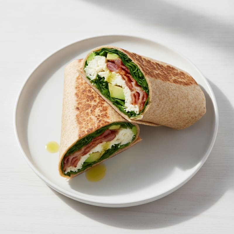 Crispy Turkey Bacon and Egg White Wrap with Spinach