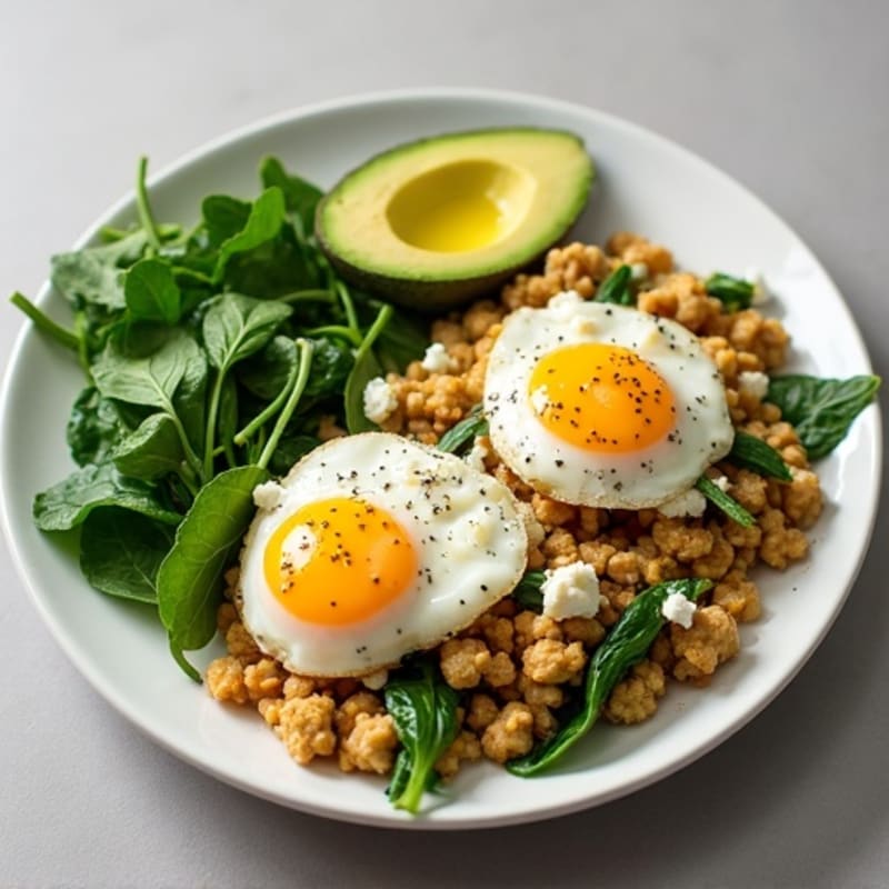 Egg White and Turkey Sausage Scramble with Spinach and Feta