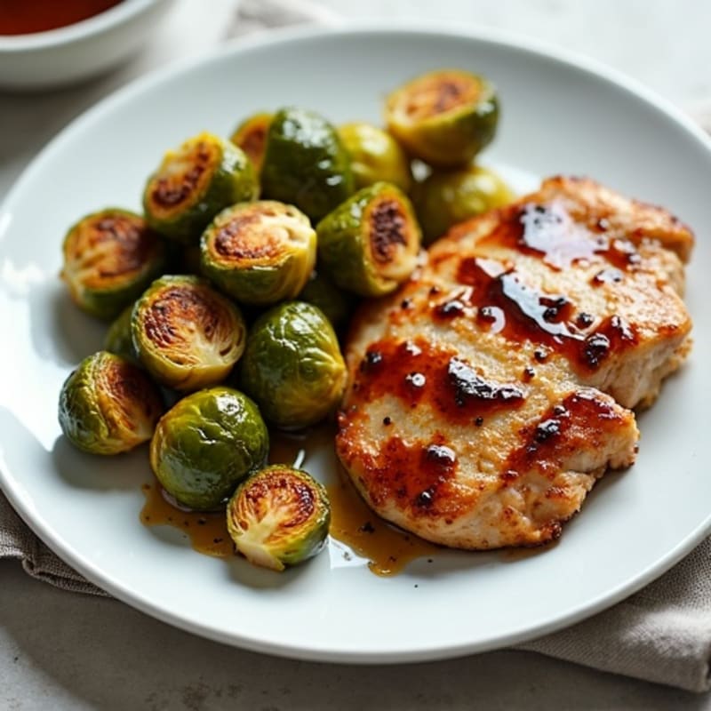 Honey-Balsamic Glazed Crispy Brussels Sprouts with Chicken