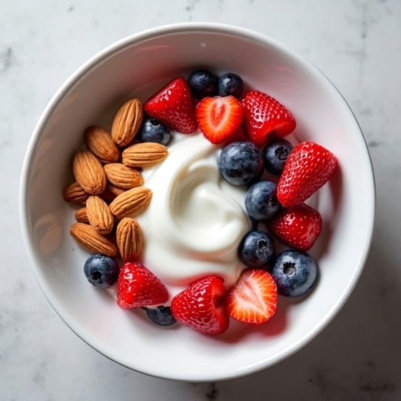 Creamy Greek Yogurt with Fresh Berries and Crunchy Almonds