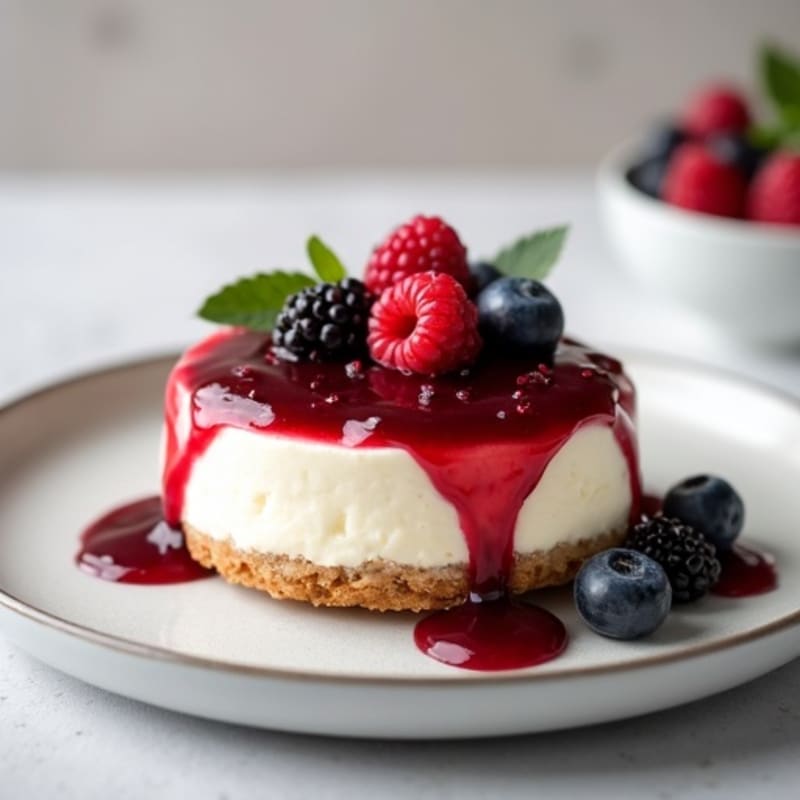 Protein-Packed Greek Yogurt Cheesecake with Berry Compote