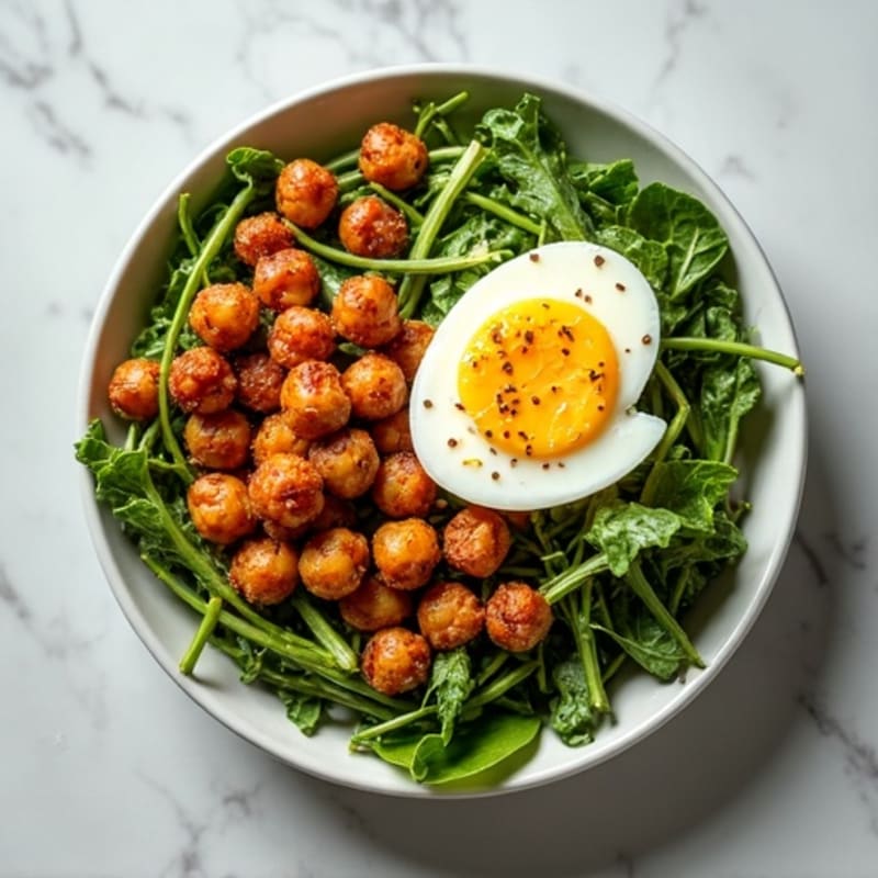 Crispy Roasted Chickpeas with Fresh Greens and Lemon Vinaigrette