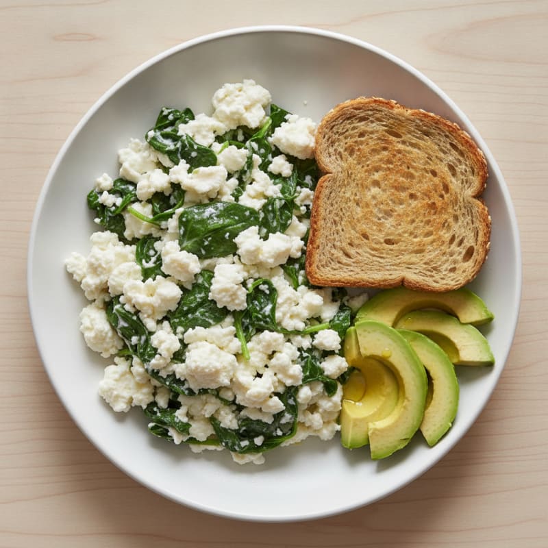 Egg White and Spinach Scramble with Cottage Cheese