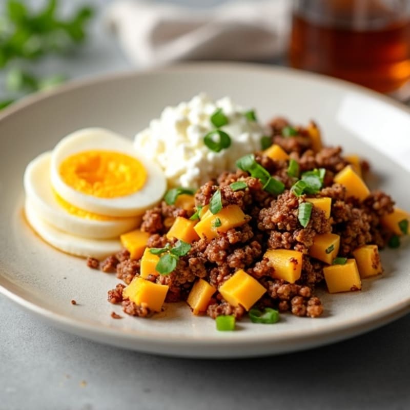 Savory Ground Beef and Egg Scramble with Creamy Cottage Cheese