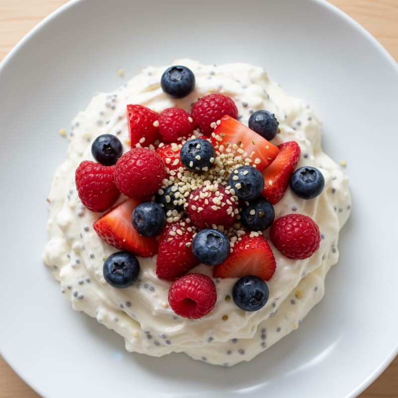 Greek Yogurt Protein Pudding with Mixed Berries