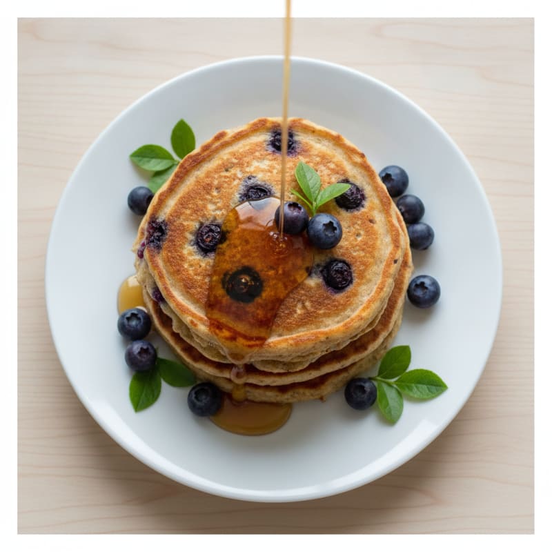 Blueberry Protein Pancakes with Maple Syrup