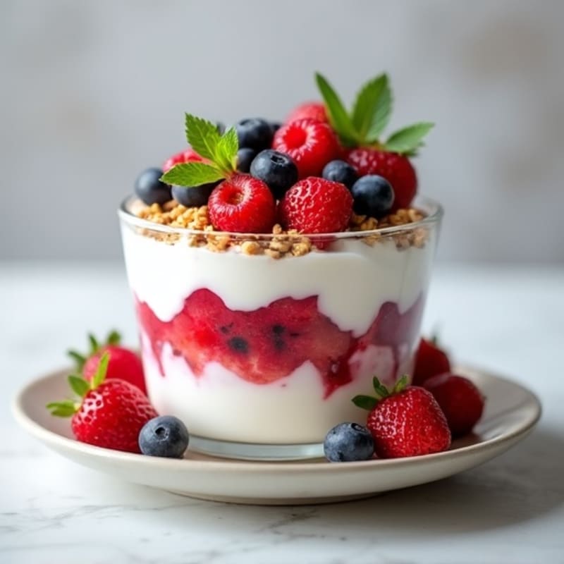 Greek Yogurt Protein Parfait with Mixed Berries