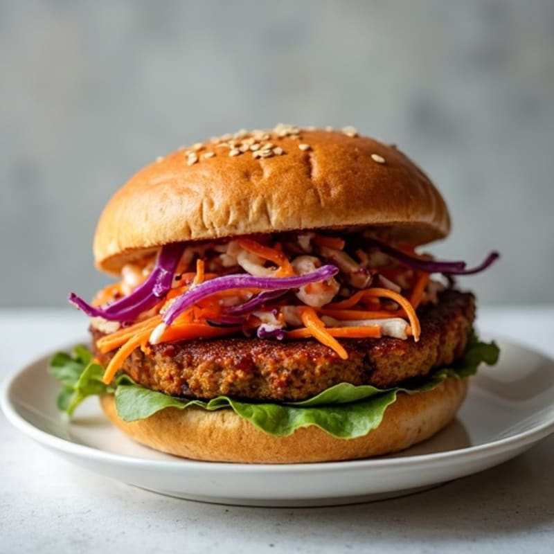 Smoky BBQ Tempeh Sandwich with Crispy Slaw