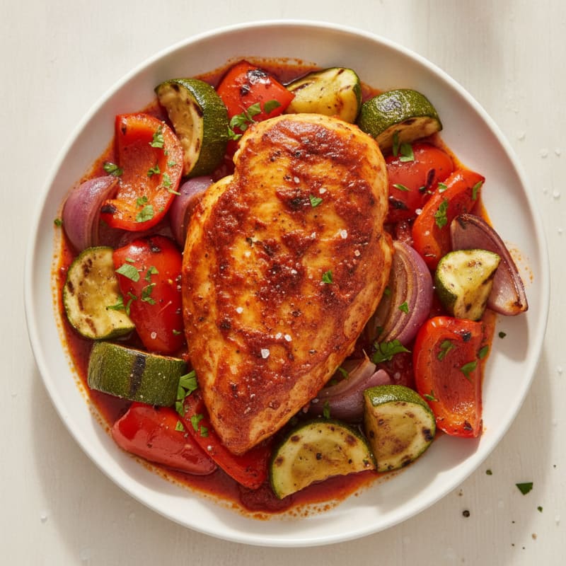 Spicy Harissa Chicken with Roasted Vegetables
