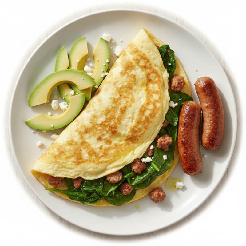 Egg White Spinach Omelette with Turkey Sausage