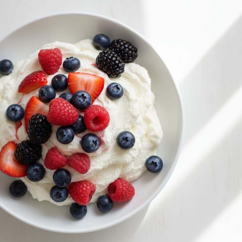 Greek Yogurt Protein Mousse with Mixed Berries
