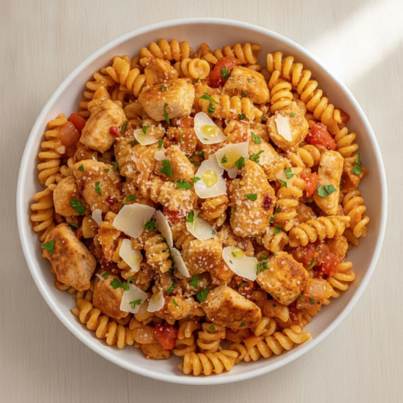 Mildly Spicy Chicken Pasta Bowl