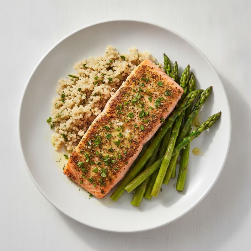 Herb-Crusted Salmon with Roasted Vegetables and Quinoa