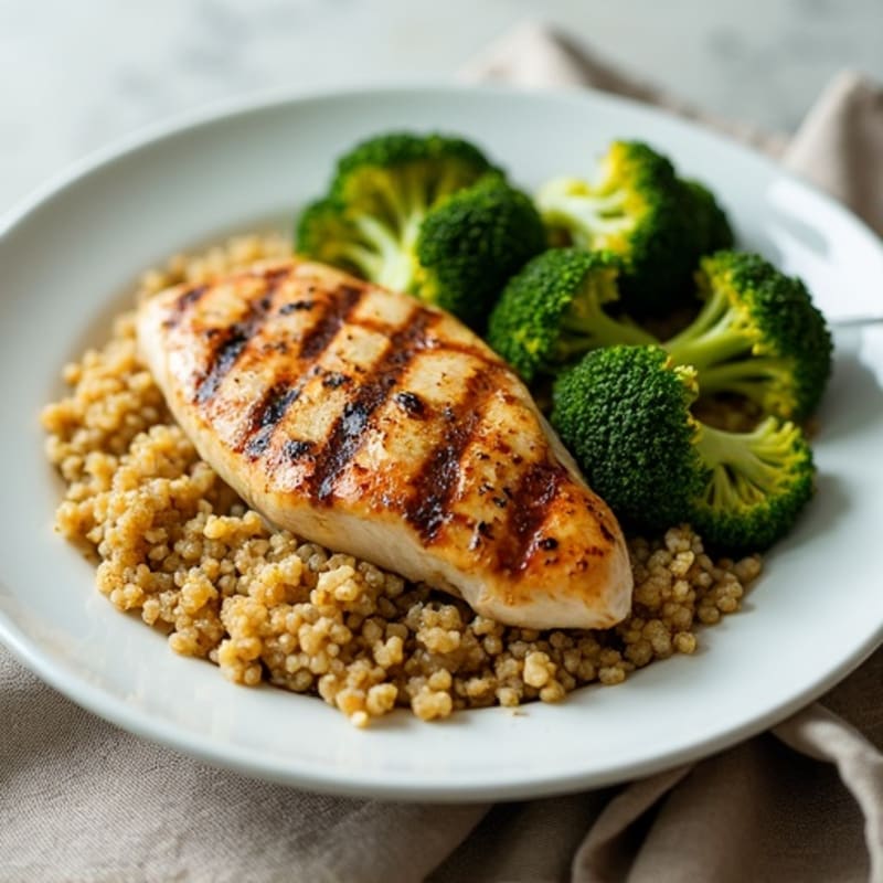 Grilled Chicken Breast with Roasted Broccoli and Quinoa