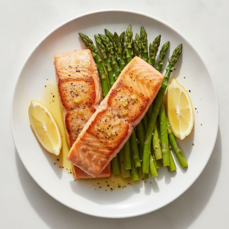 Pan-Seared Salmon with Roasted Asparagus