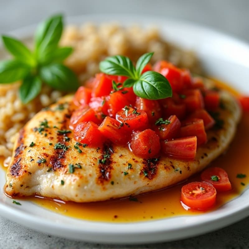 Herb-Crusted Grilled Chicken with Fresh Tomato Sauce