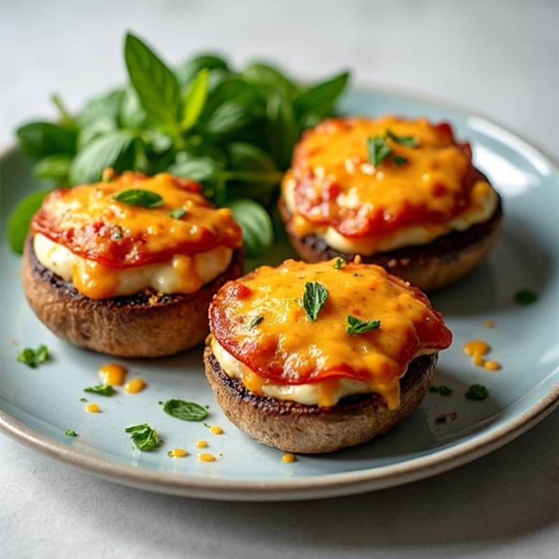 Cheesy Stuffed Portobello Mushrooms with Lean Turkey Pepperoni