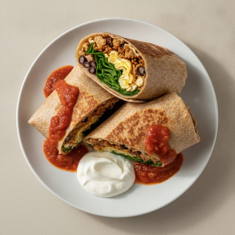 Loaded Breakfast Burrito with Salsa Roja