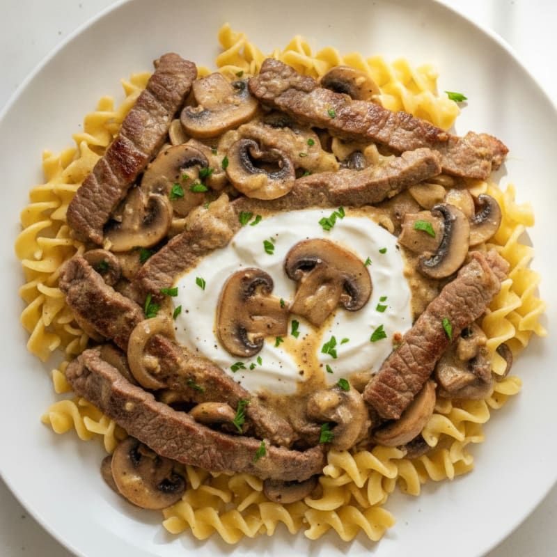 Classic Beef Stroganoff with Egg Noodles