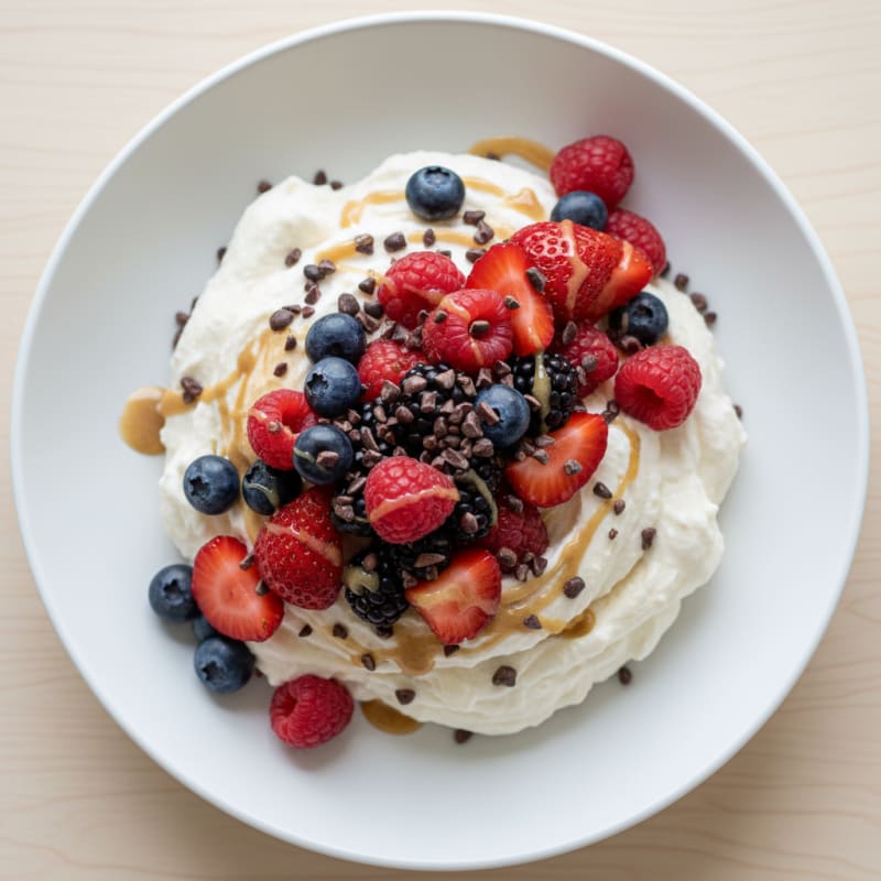Greek Yogurt Protein Mousse with Mixed Berries