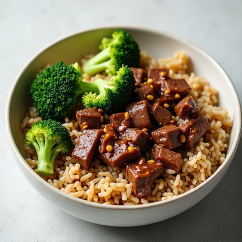 Lean Beef and Crispy Broccoli Stir-Fry with Brown Rice