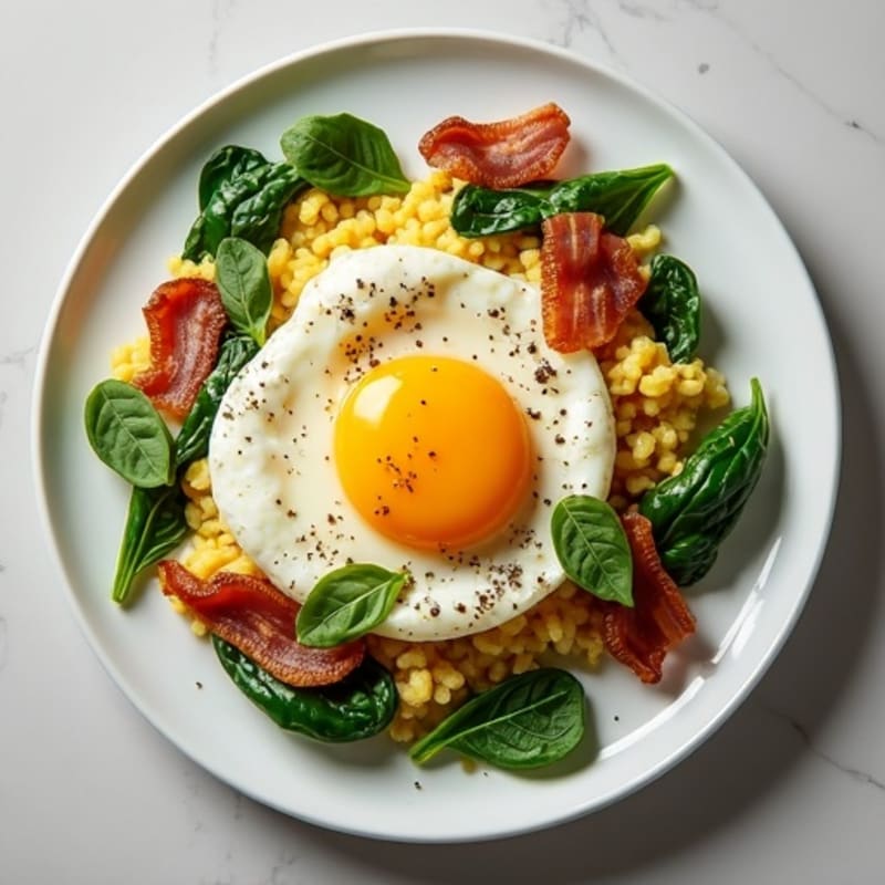 Egg White Scramble with Spinach and Turkey Bacon