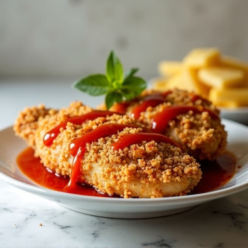 Crispy Baked Ginger-Garlic Chicken with Sweet Chili Sauce