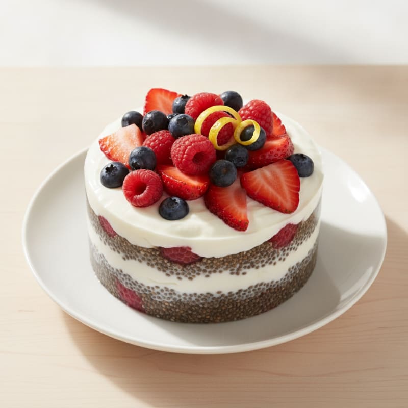 Silky Protein Yogurt Parfait with Chia and Mixed Berries