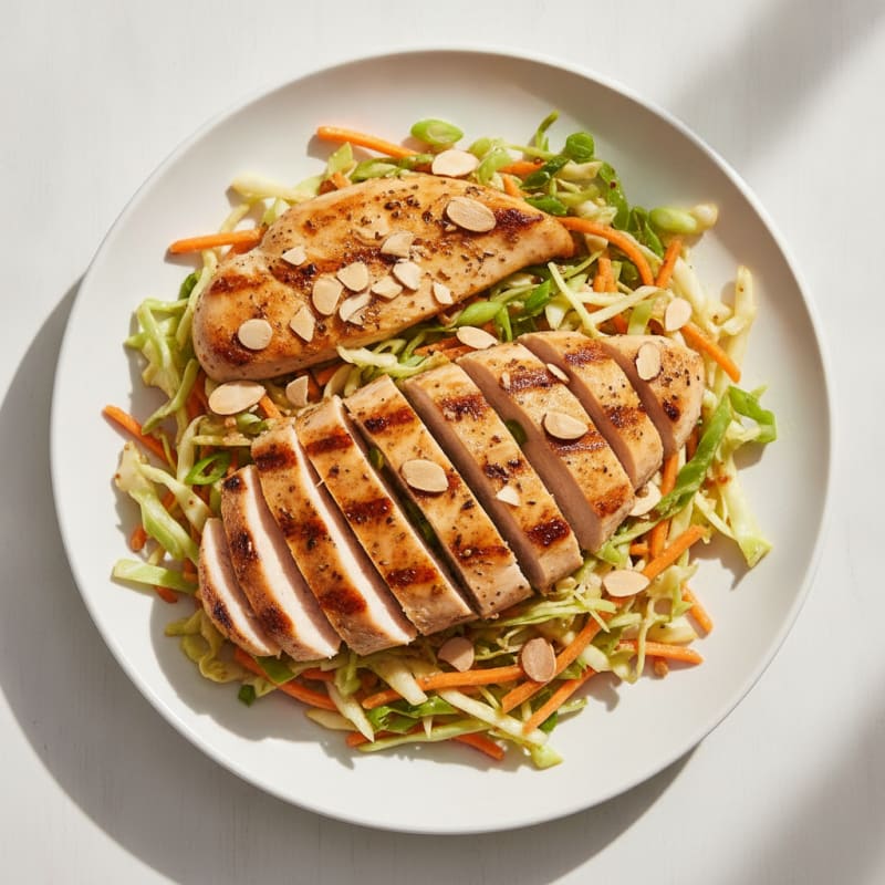 Grilled Chicken Breast with Crunchy Cabbage Slaw