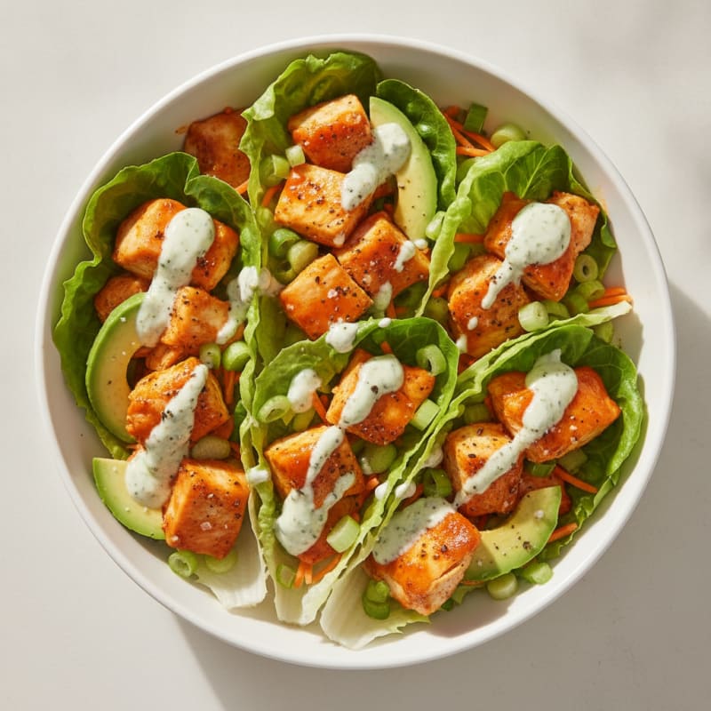 Buffalo Ranch Chicken Lettuce Wraps