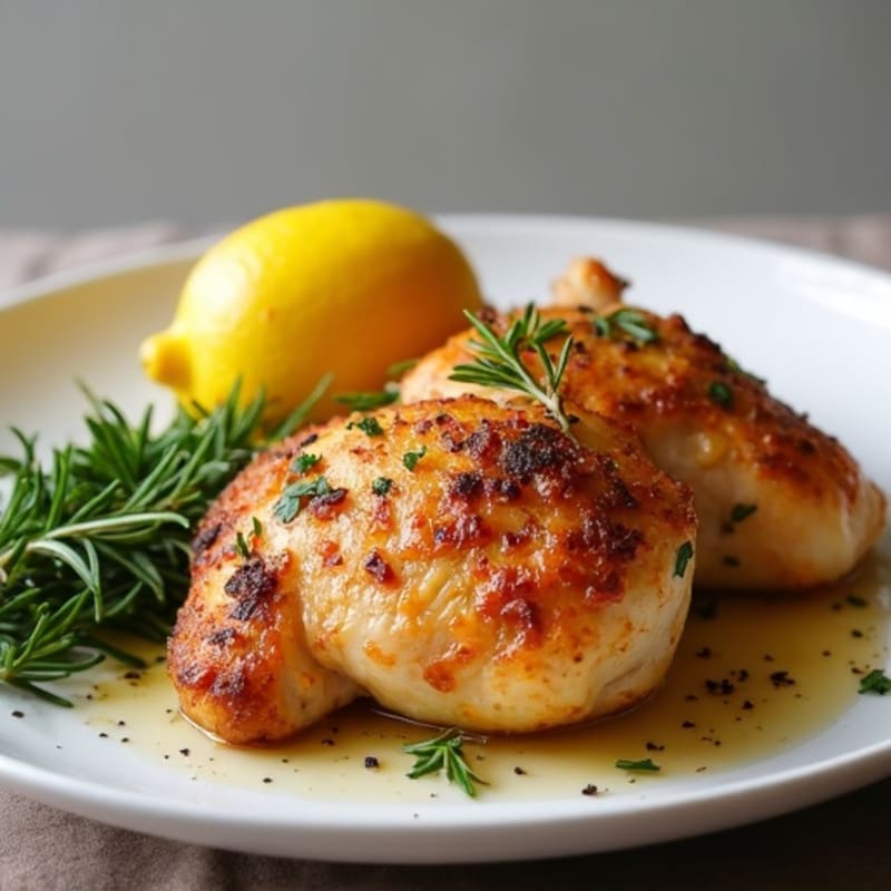 Crispy Lemon Herb Roasted Chicken Thighs