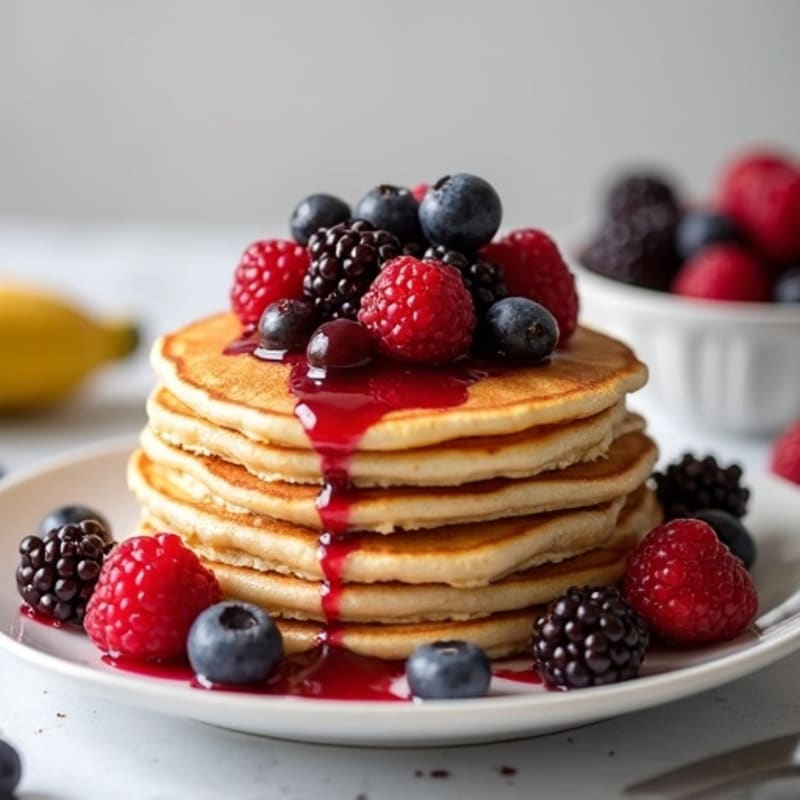 Fluffy Protein Pancakes with Berry Compote