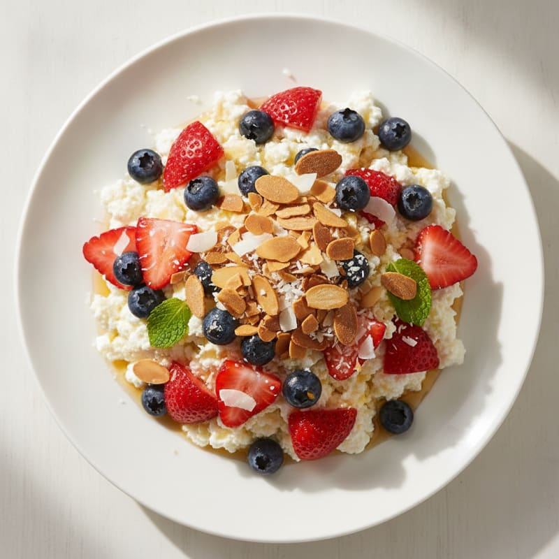 Cottage Cheese Berry Parfait with Toasted Almonds