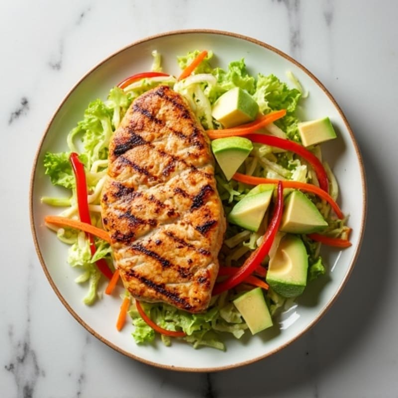 Grilled Chicken Breast with Crunchy Cabbage Slaw