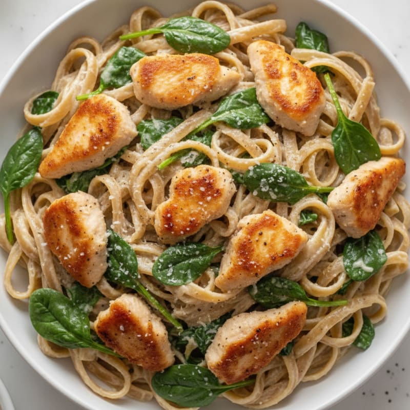 Garlic Parmesan Chicken Alfredo with Fettuccine