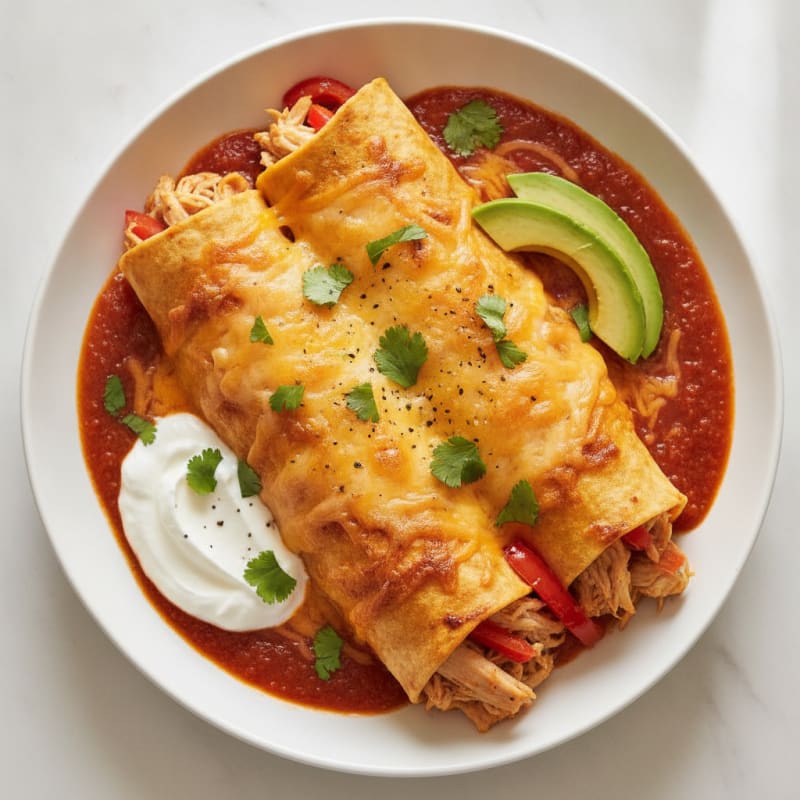 Chicken Enchiladas with Red Chili Sauce